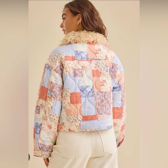 Altar'd State Multicolor Patchwork Teddy Jacket - Picture 4 of 7